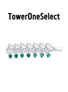 TowerOneSelect官方店DINN DINN初爱镂空绿色锆石爱心发夹一字夹