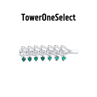 初爱镂空绿色锆石爱心发夹