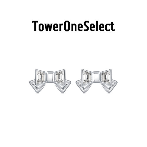 TowerOneSelect锆石蝴蝶结耳钉