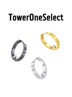 TowerOneSelect官方店ZHAO齿轮珍珠耳圈耳环圆形时髦情侣轻奢耳饰