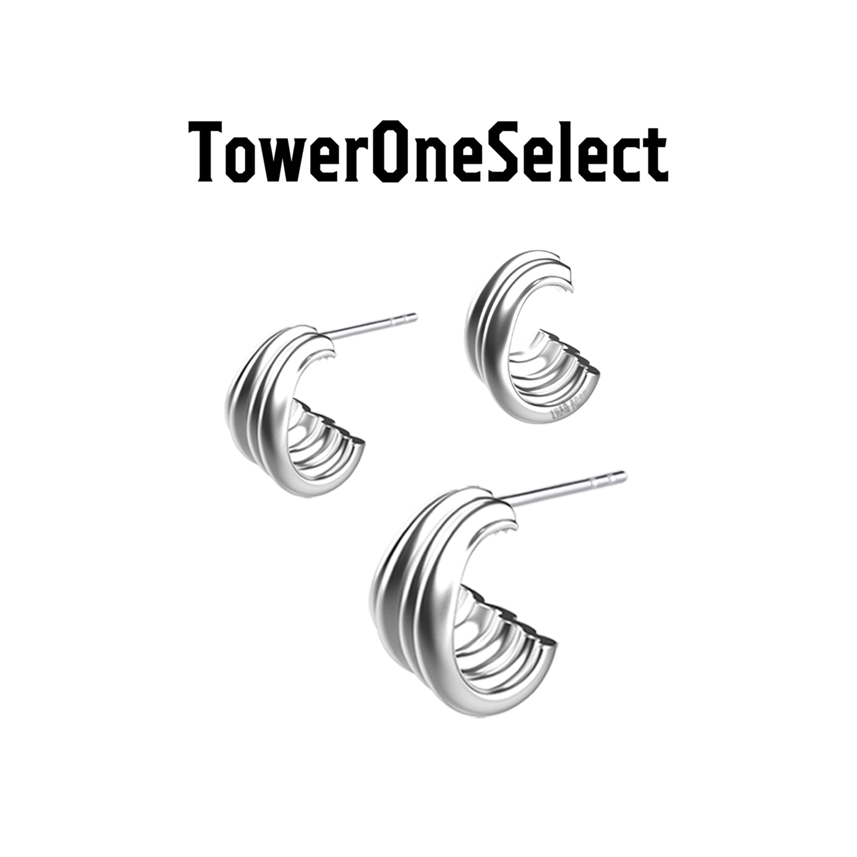 TowerOneSelect官方店ZHAOOOED简约充气感弧线耳钉小众高级感耳环