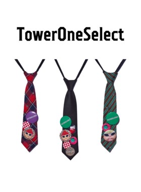 TowerOneSelect官方店AUBRUINO徽章领带格纹条纹学院风潮酷免打结