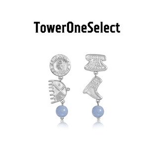 TowerOneSelect官方店GLYPHS 梳妆打扮AB款耳坠铜镀铑不对称耳环