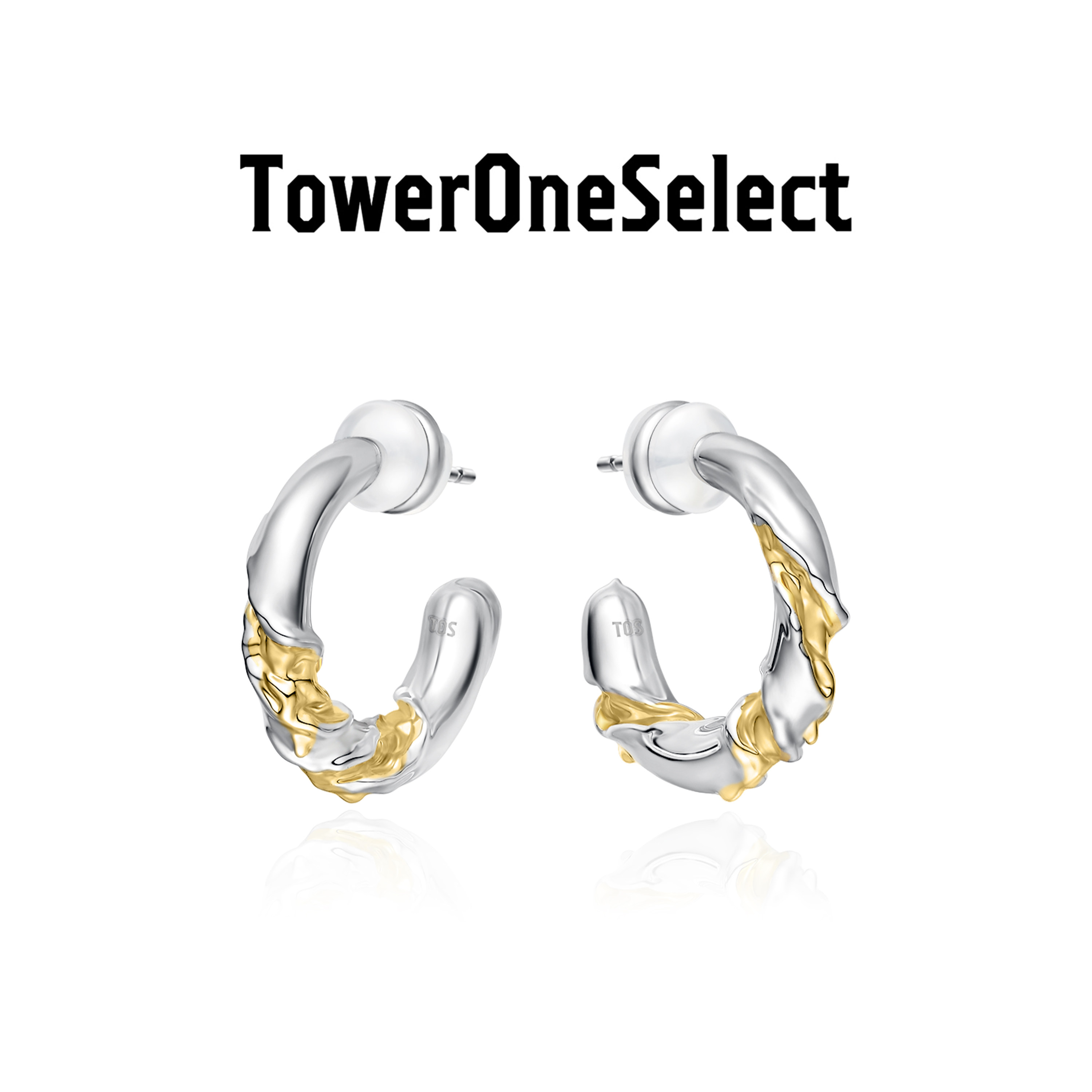 TOWERONE不规则肌理圆环爪痕耳环