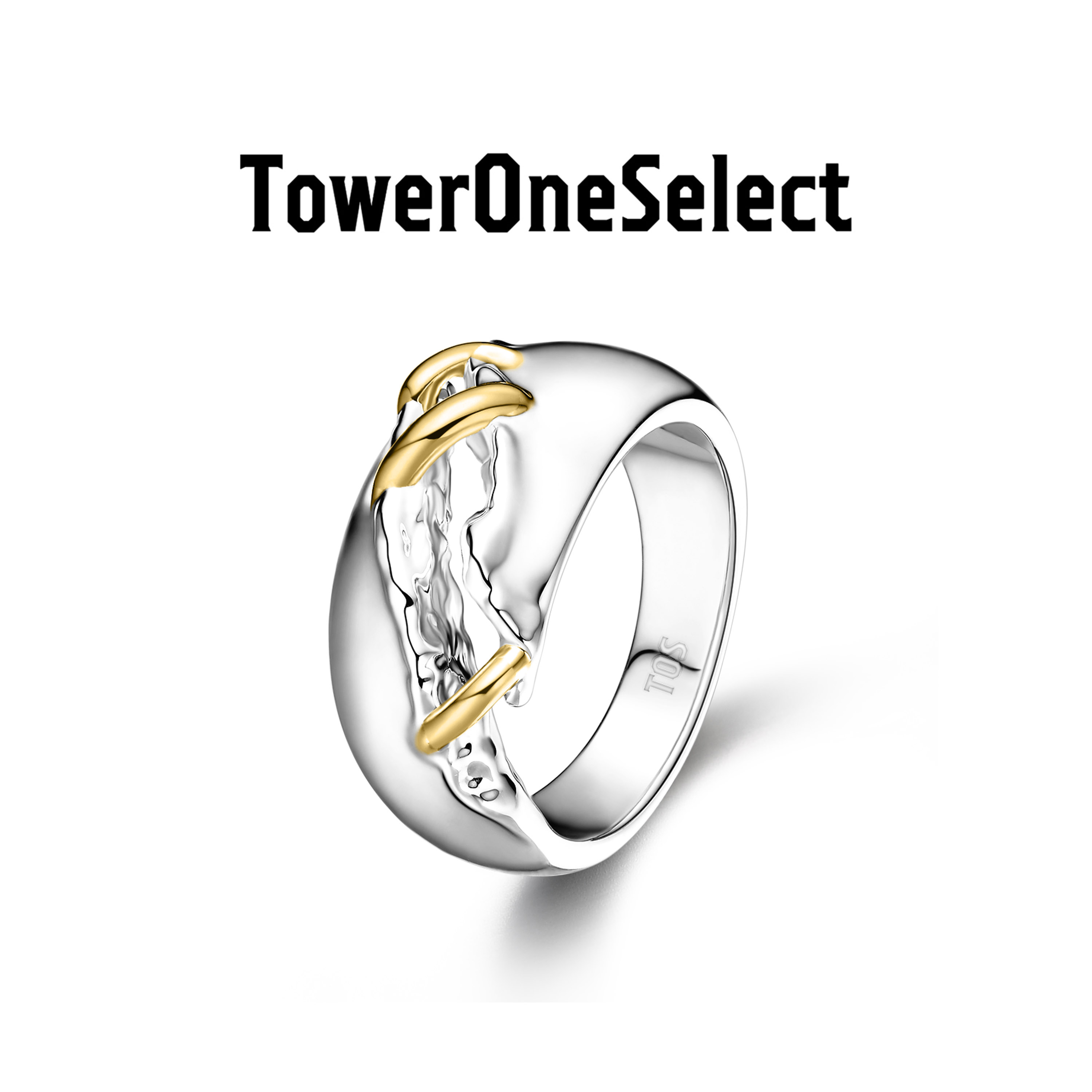 TOWERONE爪痕金银拼色缝线戒指