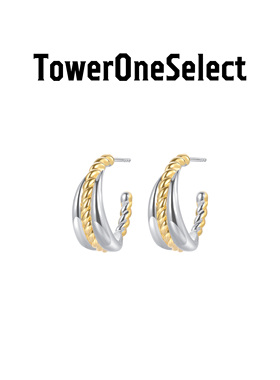 TowerOneSelect官方店triple tipsy绳结圆环耳环港风耳钉拼色耳饰