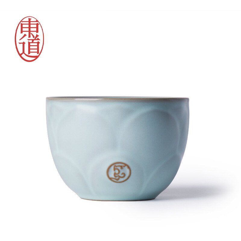 东道汝窑茶杯个人专用主人杯冰裂釉陶瓷茶具虎年莲升杯虎年莲花杯