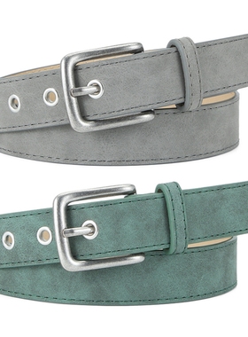 粉色灰色皮带磨砂质感百搭配服饰装饰牛仔裤带绿色腰带女卡其蓝色