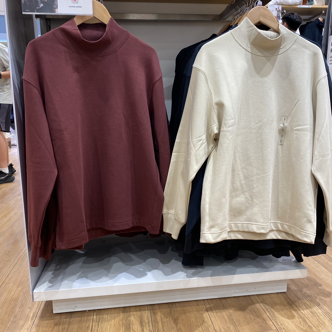 M471806男女装宽松柔软高领套头衫休闲长袖T恤保暖打底衫