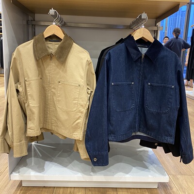 M479208女装休闲拉链短茄克外套翻领时尚百搭夹克25秋季新款