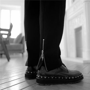 FW20 藏青色羊毛呢休闲裤 时装 定制闪电拉链 剪裁 NYQK