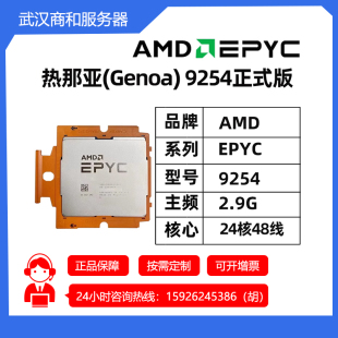 AMD 24核48线2.9G服务器CPU EPYC宵龙9004第四代Genoa热那亚9254