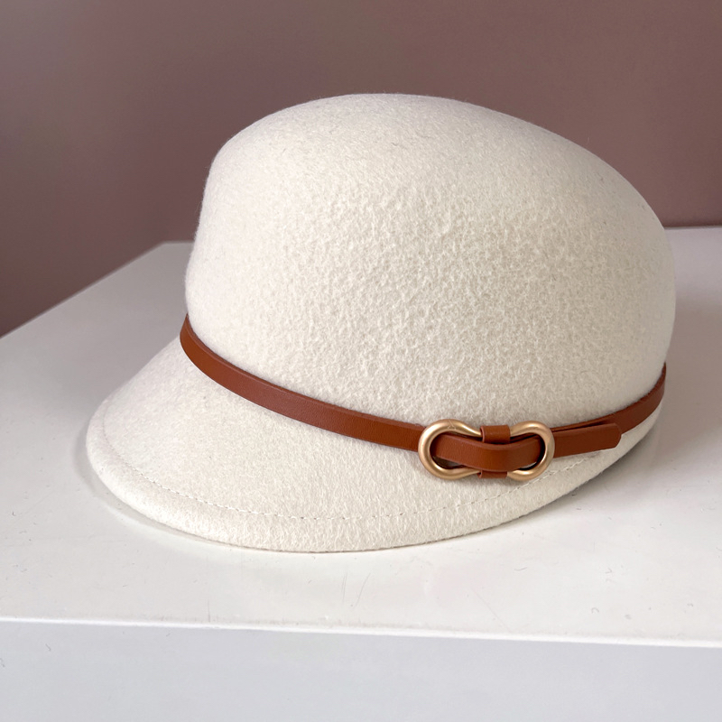 partyme手工法式八字扣皮带马术帽毛呢帽女冬保暖洋气百搭鸭舌帽