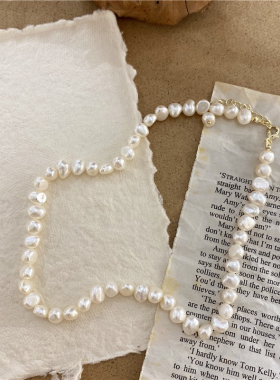 韩国复古天然珍珠项链 韩版网红珍珠项链法式巴洛克淡水珍珠项链