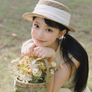 小礼帽百搭平顶渔夫帽出游太阳帽 草帽女夏天短檐遮阳帽子复古法式