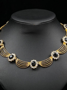 partyme手工欧美宫廷风女士项链复古镶嵌宝石设计高级感锁骨链女