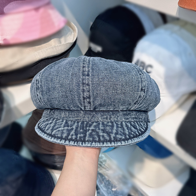 巨显脸小个性云朵帽大版牛仔八角帽秋冬新款帽子女画家帽鸭舌做旧