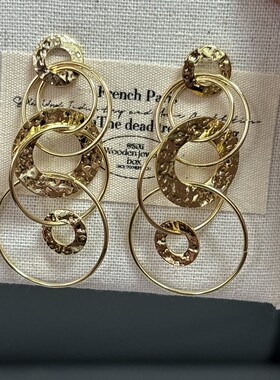 partyme手工法式复古大小圆圈耳环轻奢小众气质古风新中式网红女