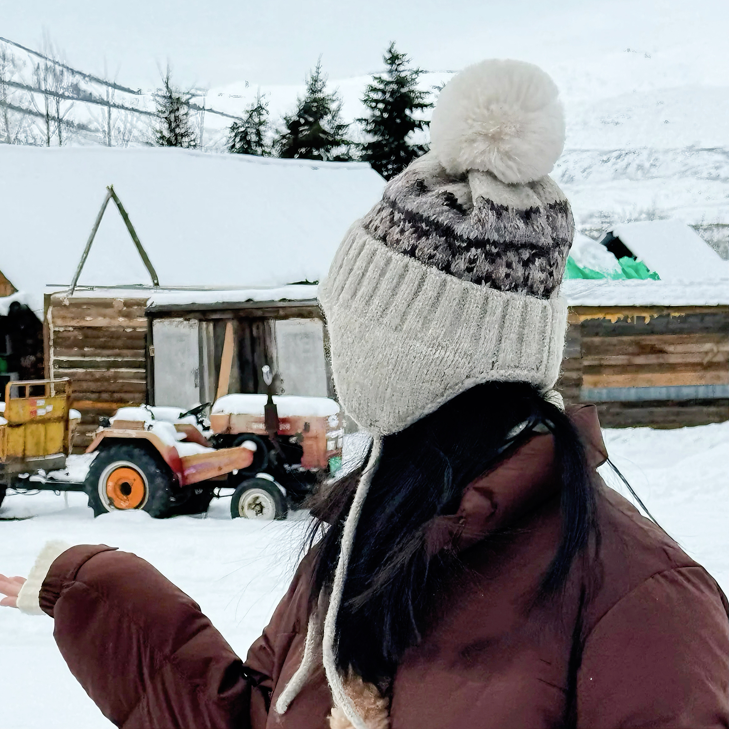 民族风提花复古毛线帽女加厚保暖护耳雷锋帽秋冬针织滑雪帽显脸小