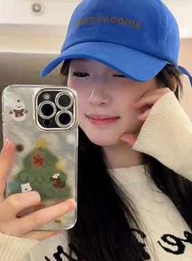 partyme手工字母刺绣蓝色棒球帽女2025年显脸小帽子高品质鸭舌帽