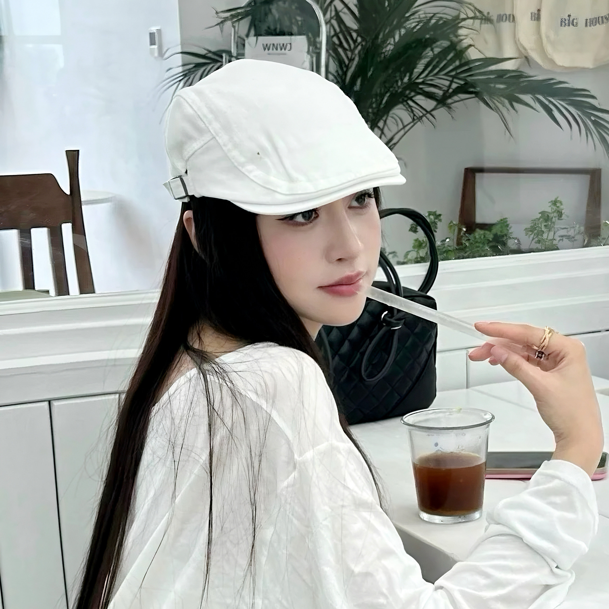 partyme手工韩版棉贝雷帽英伦风鸭舌帽纯色前进帽画家帽防晒甜酷图片