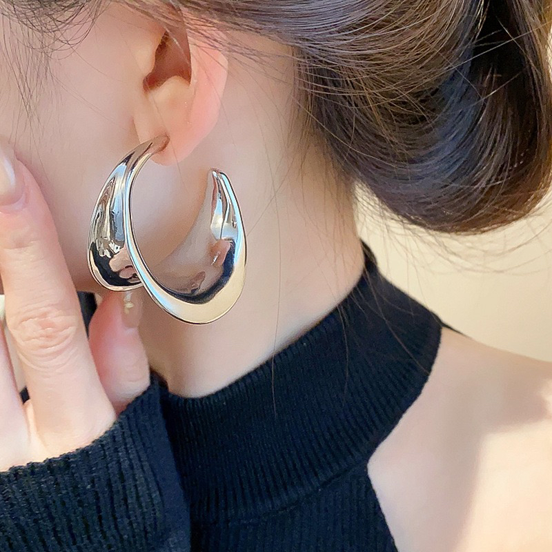 partyme手工时尚个性夸张耳环潮流c型圆圈大耳圈气质女耳饰