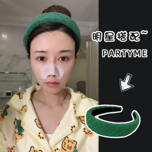 韩国网红新款绿色格纹海绵发箍增高颅顶宽边宽版洗脸头箍百搭发饰