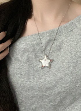 网红五角星甜酷星星吊坠项链简约百搭锁骨链小众高级感毛衣链女