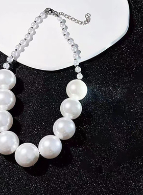 气质高级感大小珍珠拼接项链女锁骨链小众设计时髦轻奢风颈链饰品