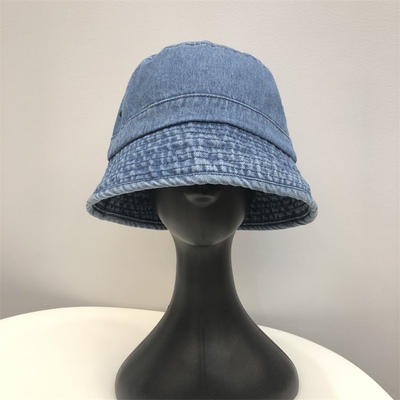 手工做旧牛仔渔夫帽子女遮脸休闲水洗盆帽高级感水桶帽