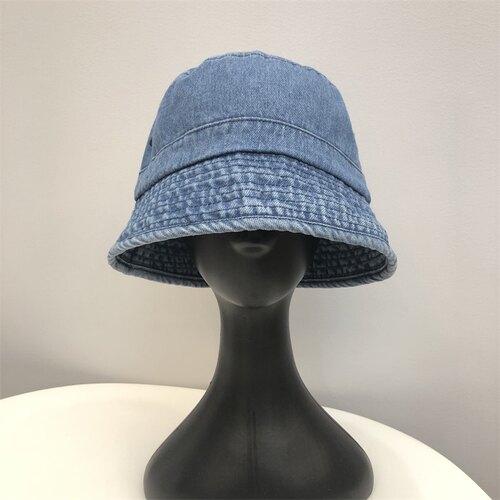 手工做旧牛仔渔夫帽子女遮脸休闲水洗盆帽高级感水桶帽