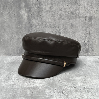 精致时尚细腻PU皮质八角帽女秋季显脸小报童帽子英伦风复古画家帽