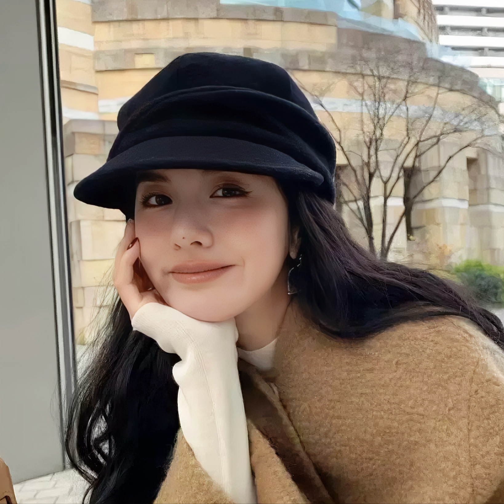 张婧仪同款帽子文艺复古鸭舌渔夫帽秋冬褶皱毛呢画家帽八角小众女