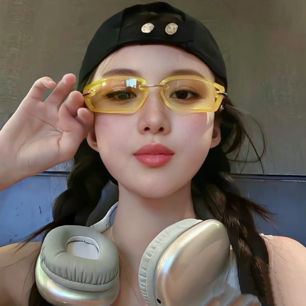 partyme眼镜方形黄色细框Y2K未来风墨镜女半金属多巴胺穿搭太阳镜图片