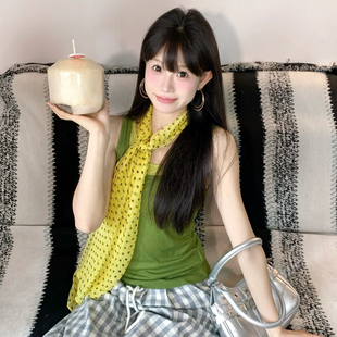 穿搭好物~夏季丝巾小波点薄款气质圆点围巾长款海边度假氛围感女