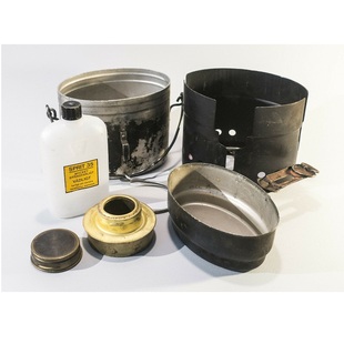 瑞典M40不锈钢铝饭盒吊锅配铜制酒精炉子铝制防风挡板收纳一体