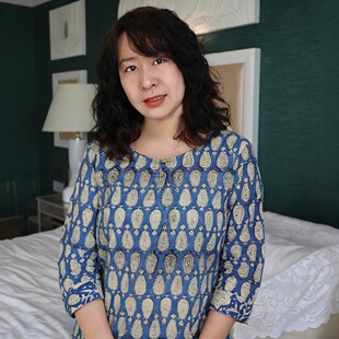 印度棉手工拓印修身上衣知性日系风透气轻薄七分袖上衣