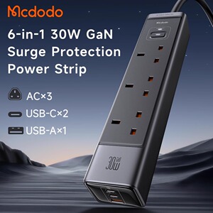 Mcdodo港澳版氮化镓充电器30W快充插线板桌面typec插排防雷抗电涌