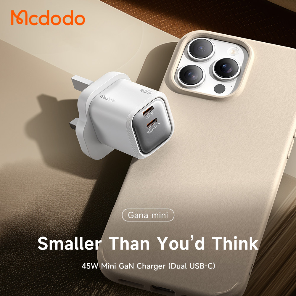 Mcdodo港澳版45W氮化镓充电器迷你GaN双C口适用iPhone17/16Promax手机PD3.0三星超快充电2.0火牛S25Ultra快叉