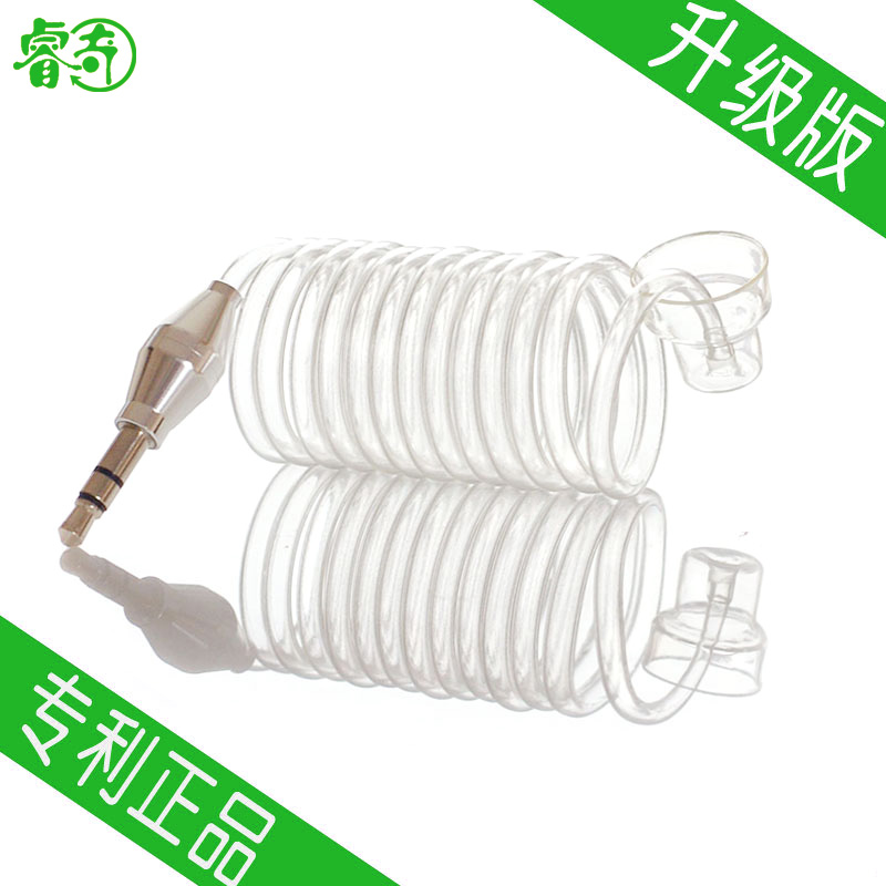 睿奇单边真空耳机螺旋管弹簧伸缩耳机透明空气导管耳机防辐射耳机