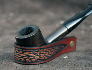 牛皮手工硬皮烟斗架皮斗架斗托真皮烟斗架单斗座烟斗架单斗架包邮