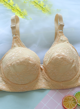 全罩杯超薄款蕾丝有钢圈文胸聚拢调整胸罩95D女士内衣胖m大码显小