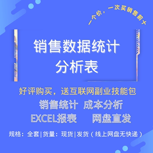 销售数据统计分析表业务成本利润分析市场预测计划表excel格模板