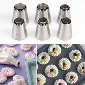6款 不锈钢嘴蛋糕烘焙工具罗密亚空心戒指曲奇挤嘴 花圈裱花嘴套装