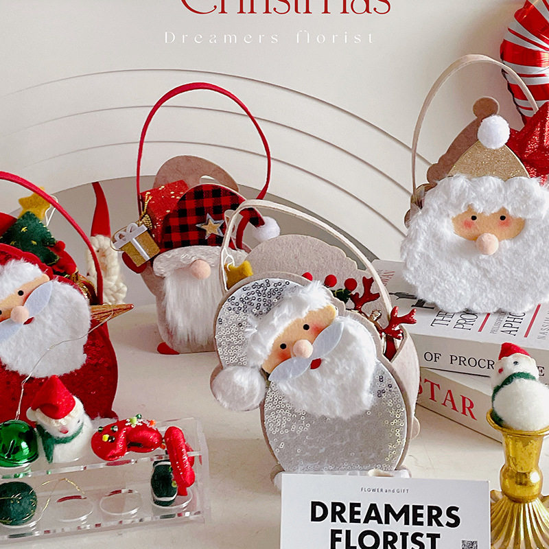 圣诞节礼品袋毛毡袋平安夜苹果盒手提糖果袋儿童礼物袋礼盒包装盒