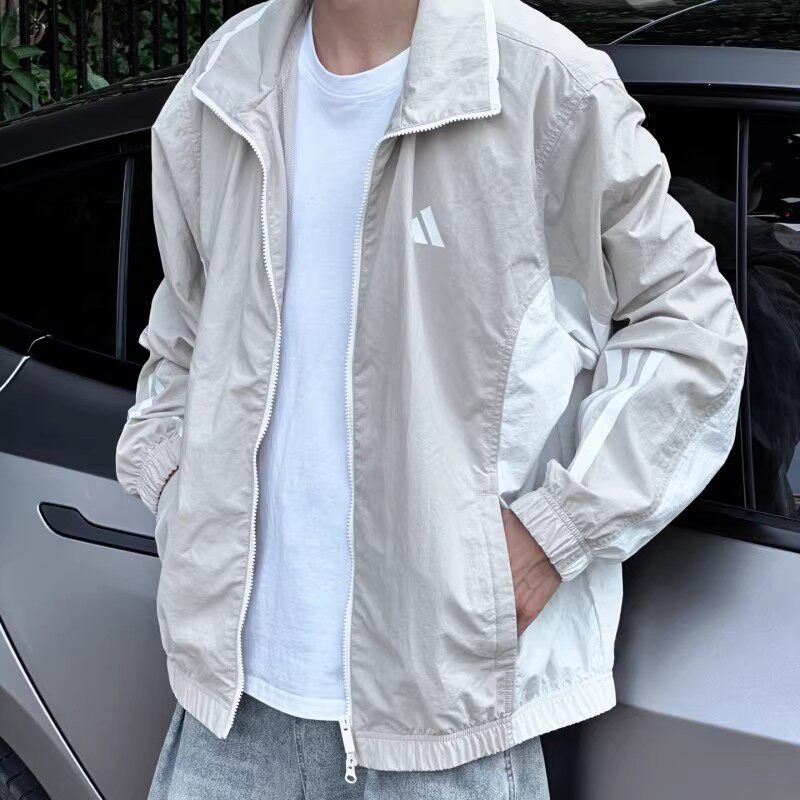 阿迪达斯防风衣男装春季新款立领夹克上衣宽松篮球棒球服美式外套