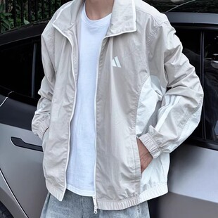 阿迪达斯防风衣男装春季新款立领夹克上衣宽松篮球棒球服美式外套