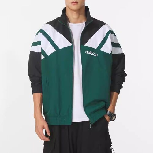 Adidas三叶草2026新款男女复古拼色立领梭织运动长袖外套 JX3053