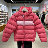 阿迪达斯儿童2026冬新款 正品 Adidas 拒水保暖连帽运动棉衣JL7433