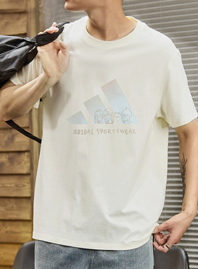 阿迪达斯短袖男2025夏季复古宽松半袖美式纯棉体恤潮流T恤JP4584